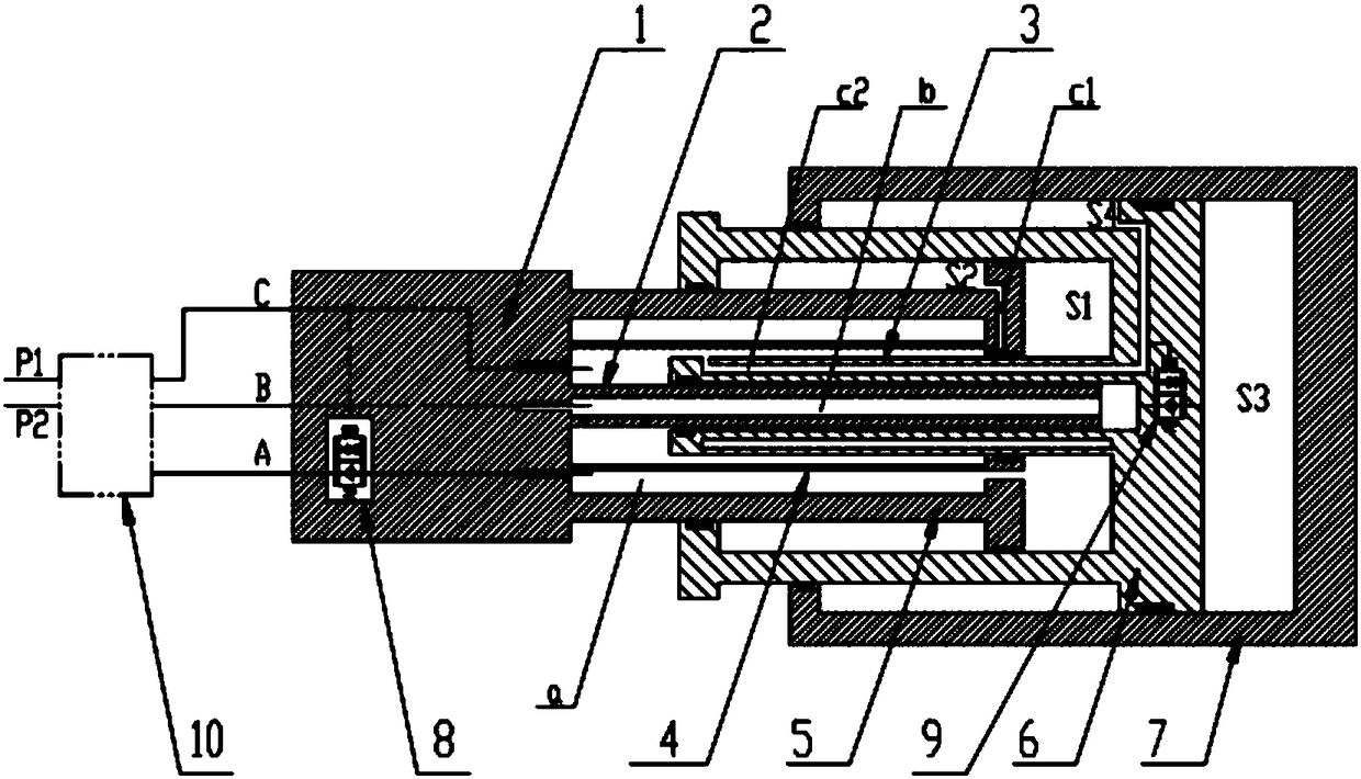 Two-stage hydraulic cylinder with multi-layer core tube and crane