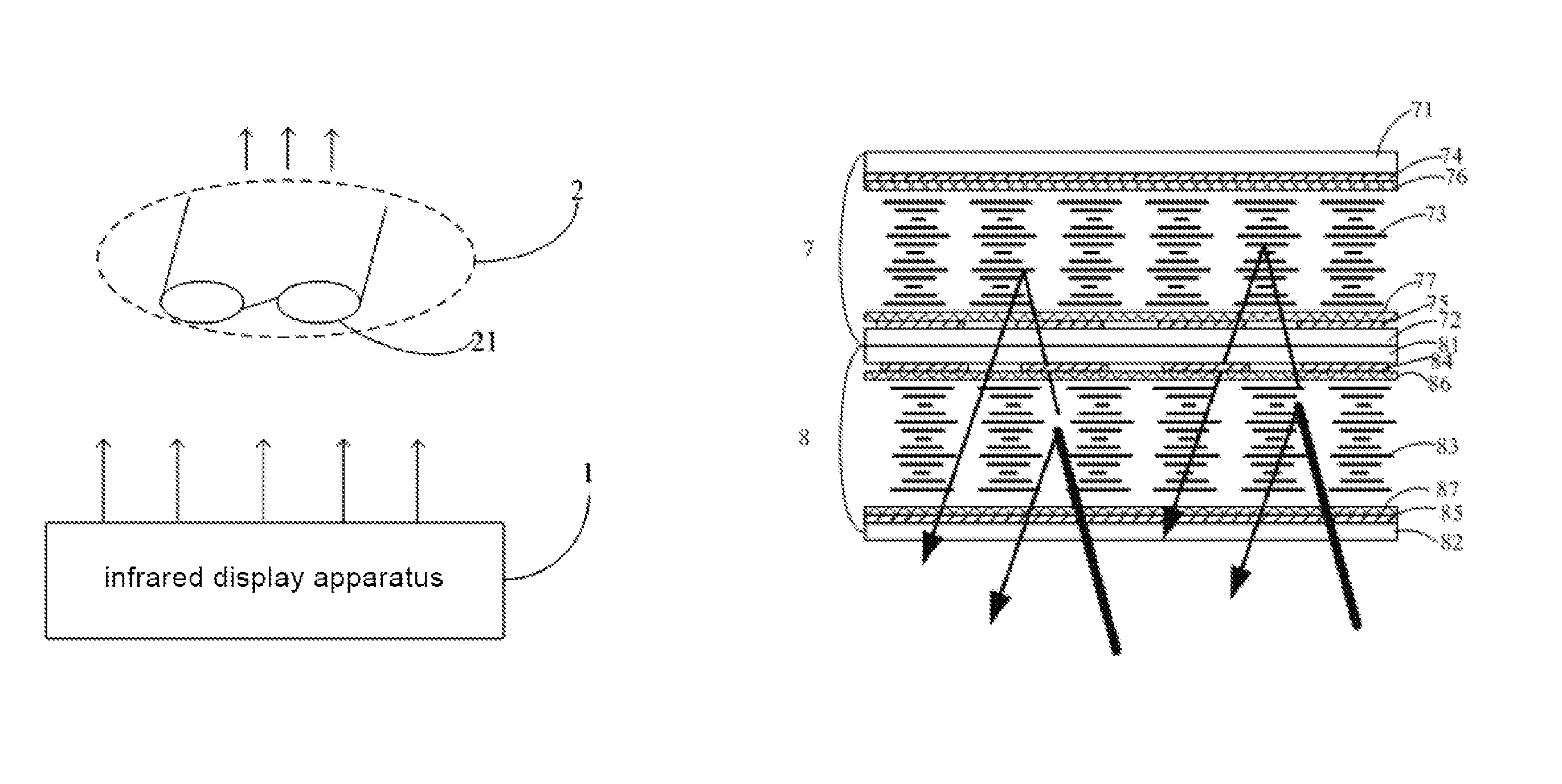 Light valve device, infrared display apparatus, dedicated spectacles and system