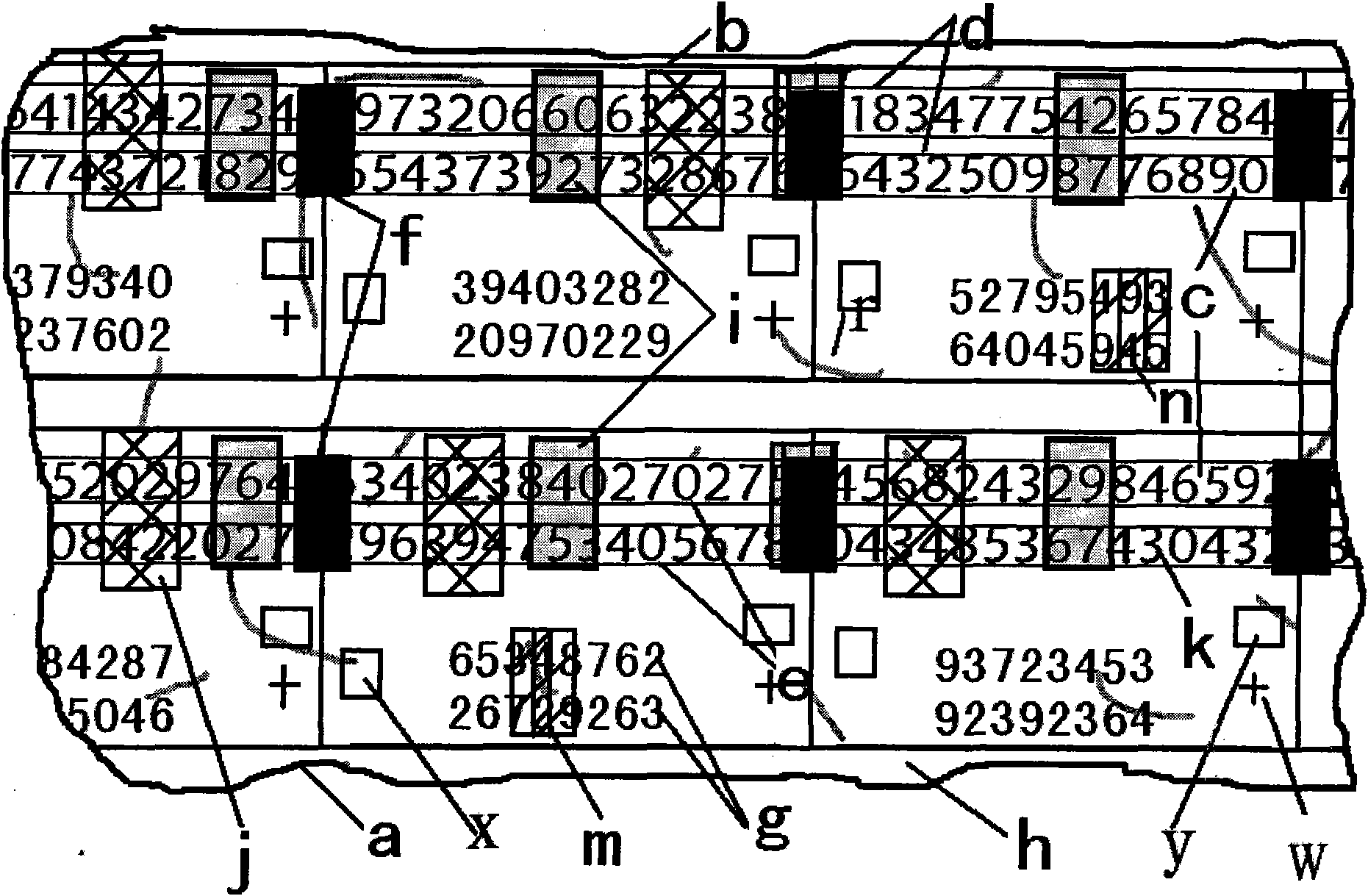 Anti-counterfeit product with security line with structured texture numerical code and method