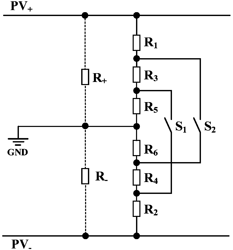 Detection method and detection circuit for insulation resistance of photovoltaic panels to ground