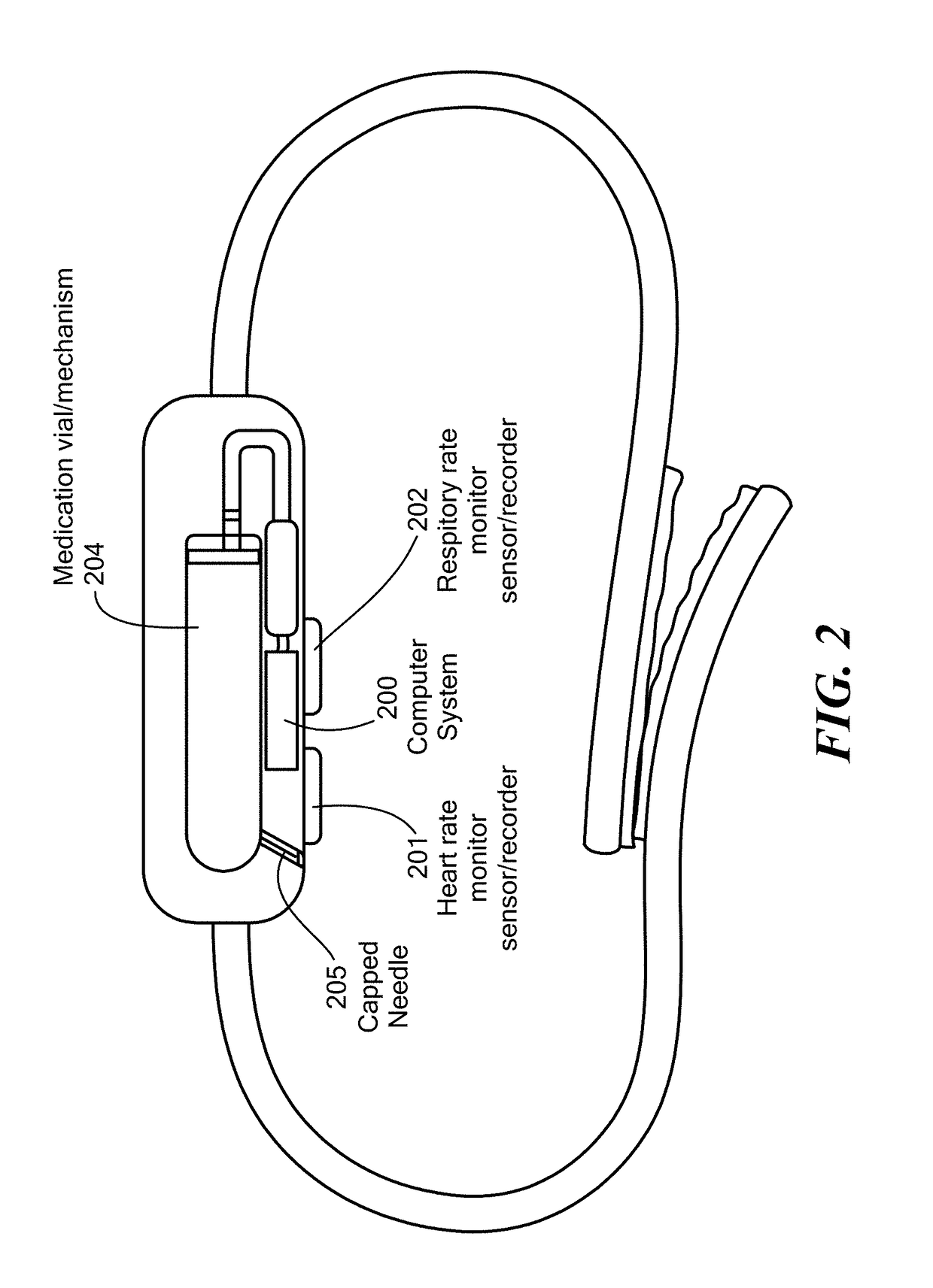 Method and Device for Automatic Identification of an Opioid Overdose and Injection of an Opioid Receptor Antagonist