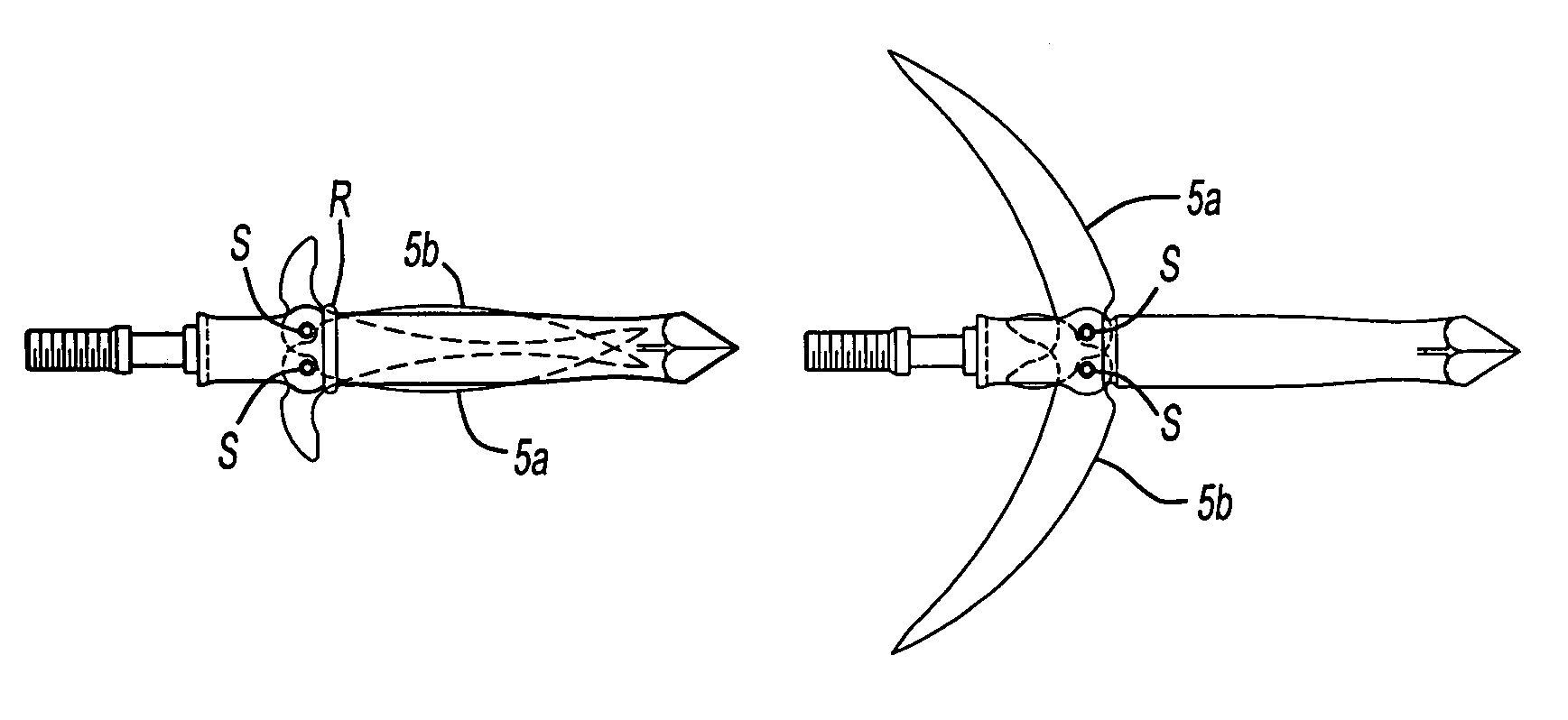 Mechanical anti-wedging and controlled deployment broadhead