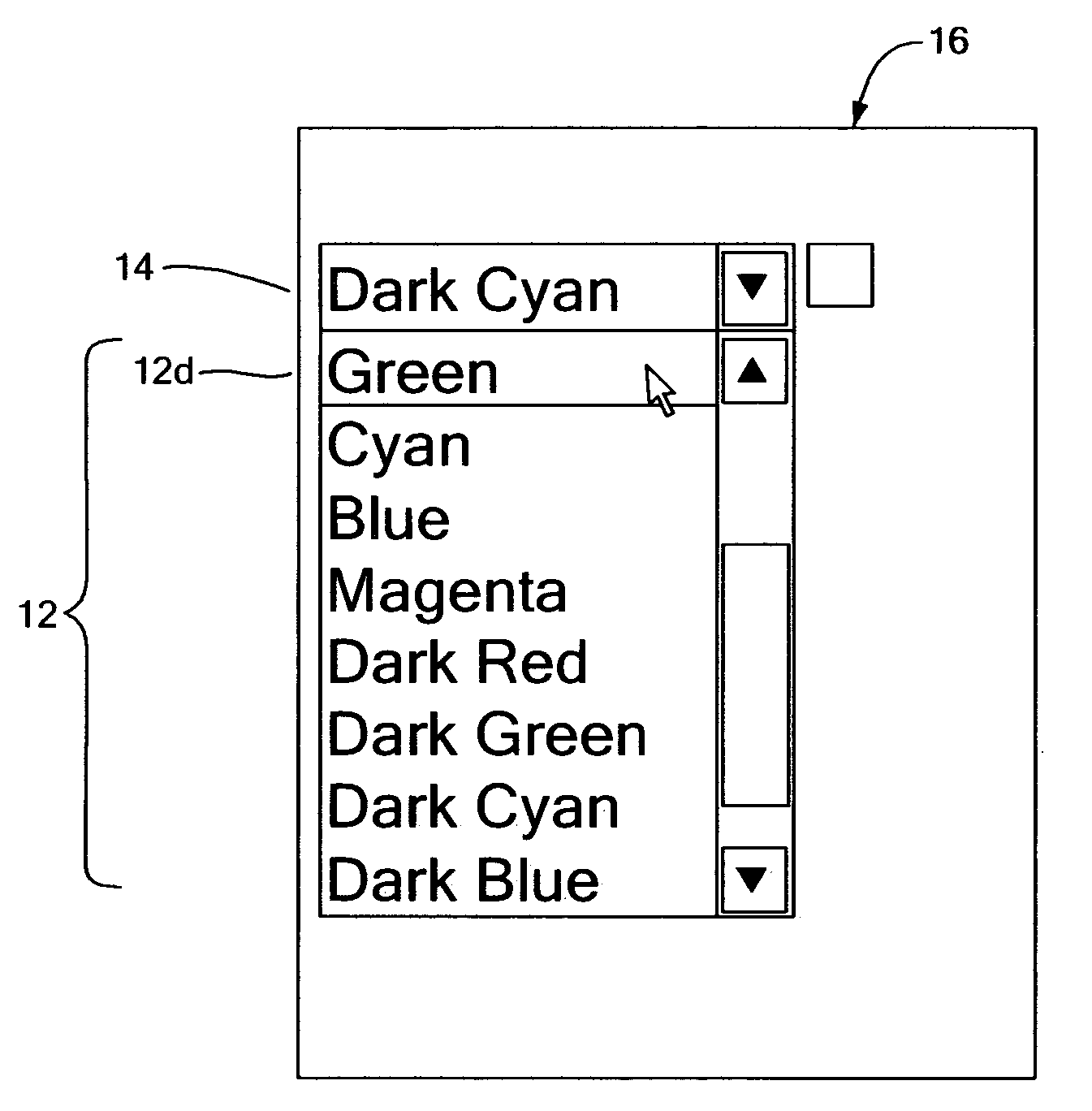 Method and system for providing a fully accessible color selection component in a graphical user interface