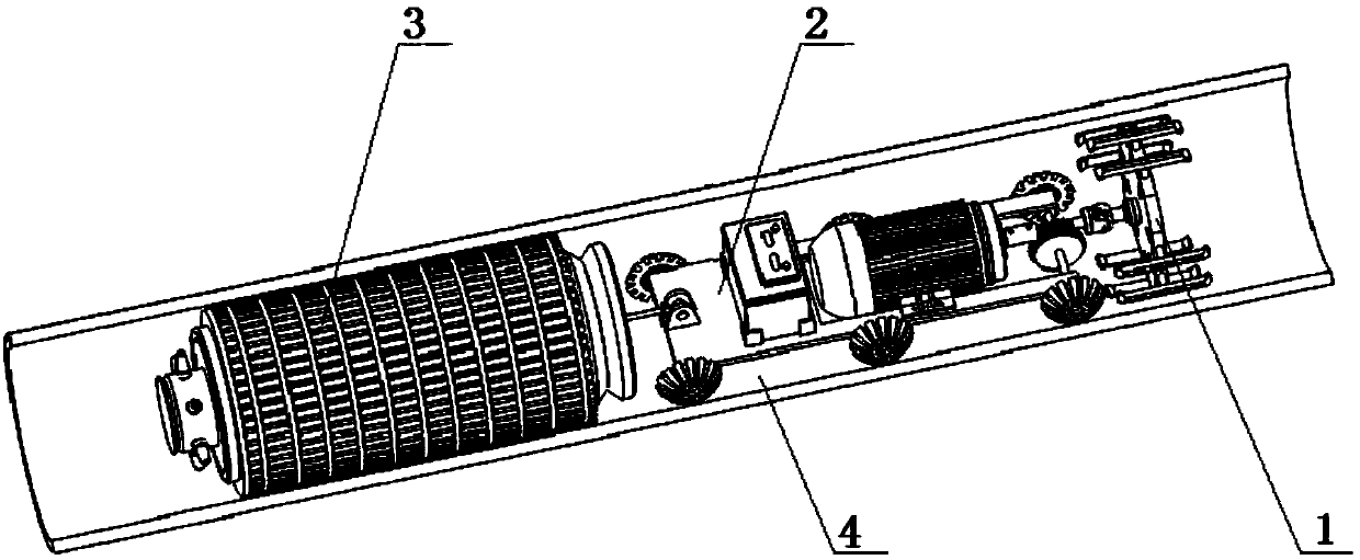 Automatic dust-removal paint spraying device for inner wall of pipeline