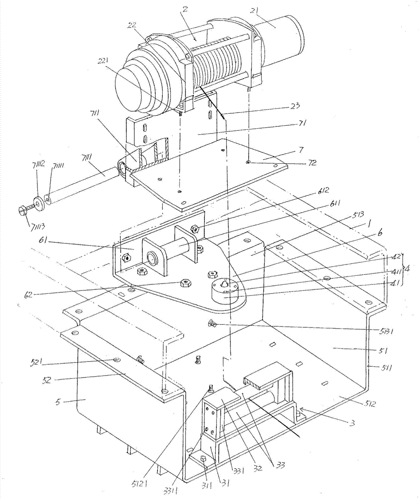 Electric winch device of fire fighting vehicle