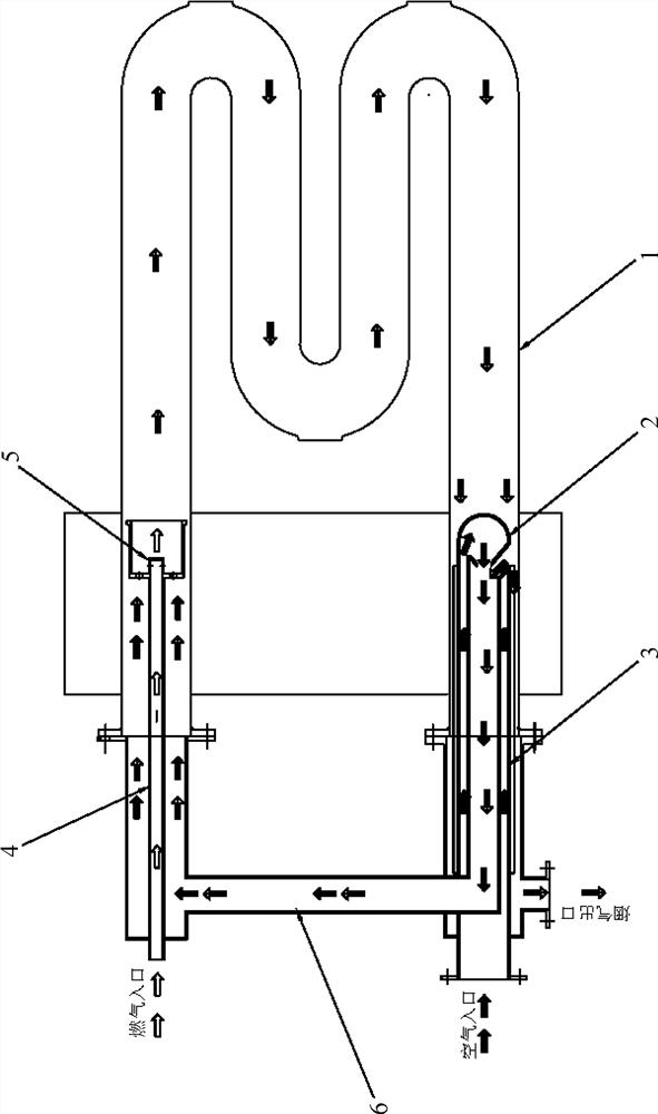 Radiant tube burner with high-temperature ejector and use method of radiant tube burner