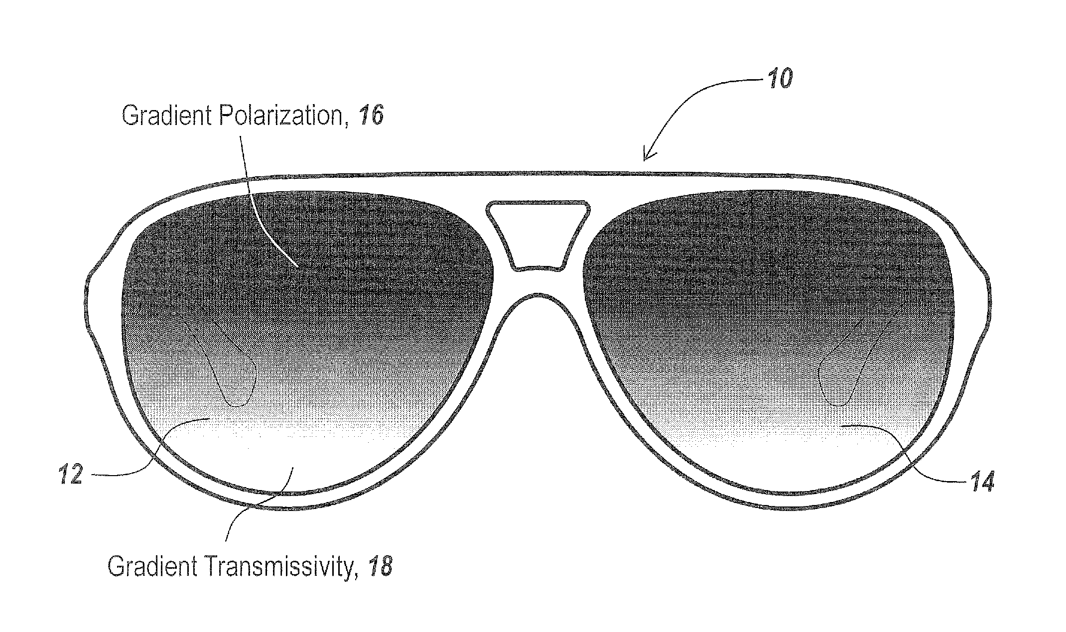 Method and apparatus for forming sunglass lenses with a predetermined gradient