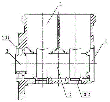 Double-cylinder integrated crankshaft box structure of automobile air compressor