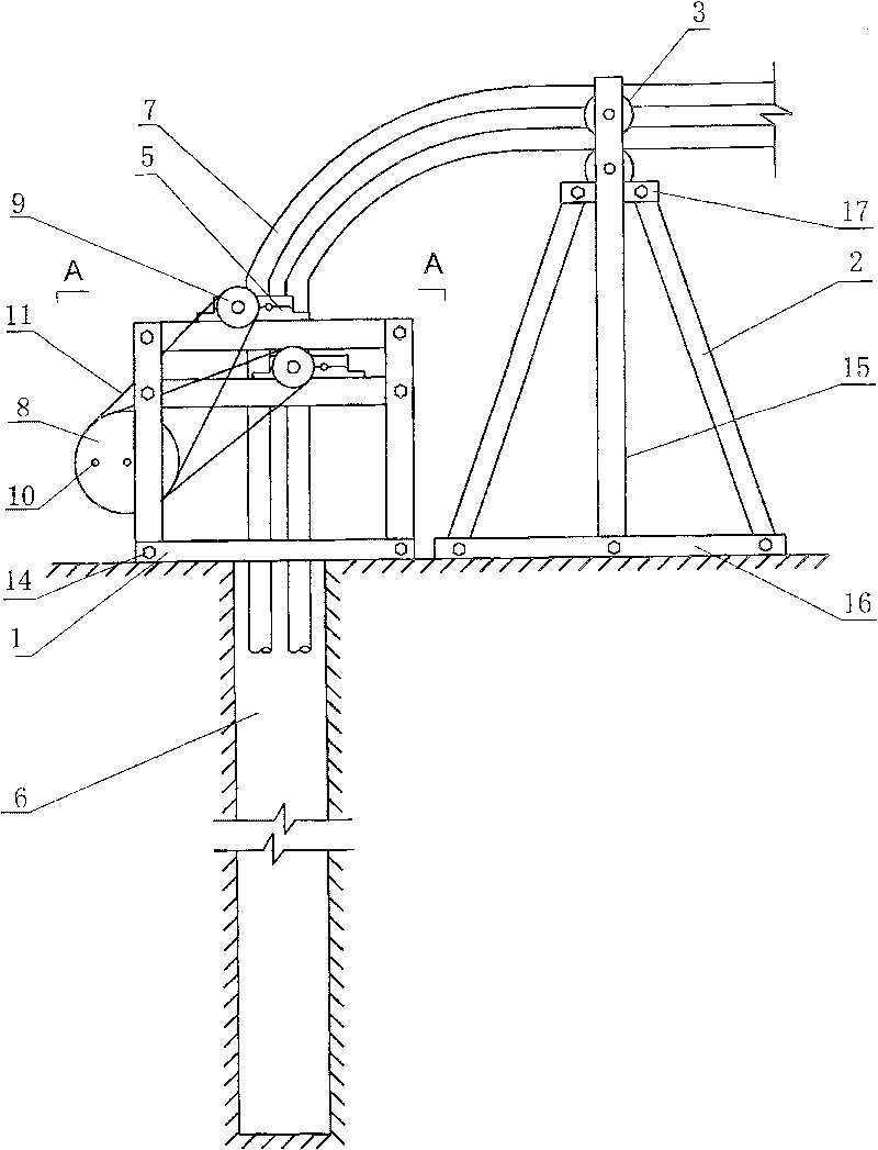 Embedding device for underground heat exchanger of earth source heat pump