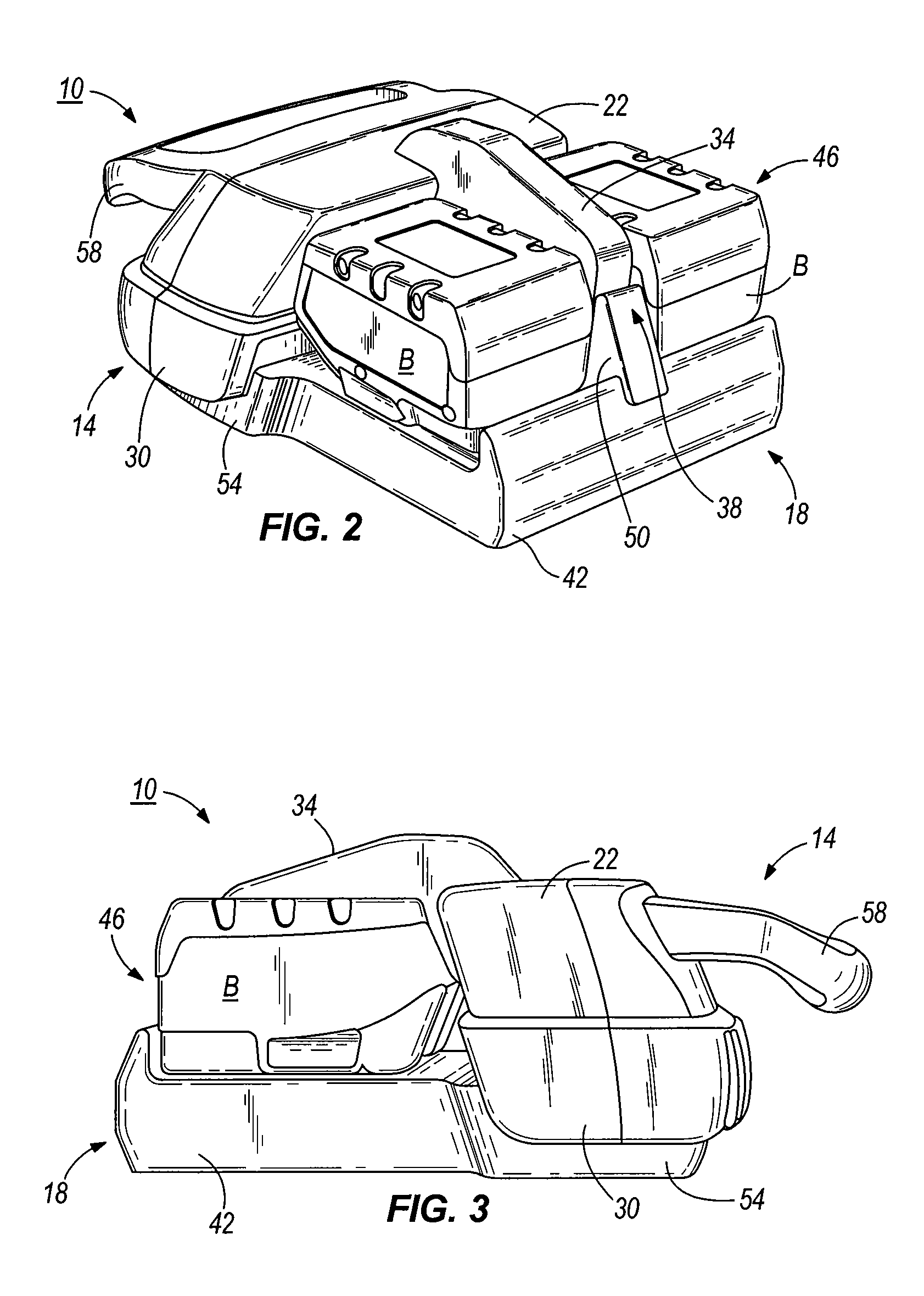 Electrical component, such as a lighting unit and battery charger assembly