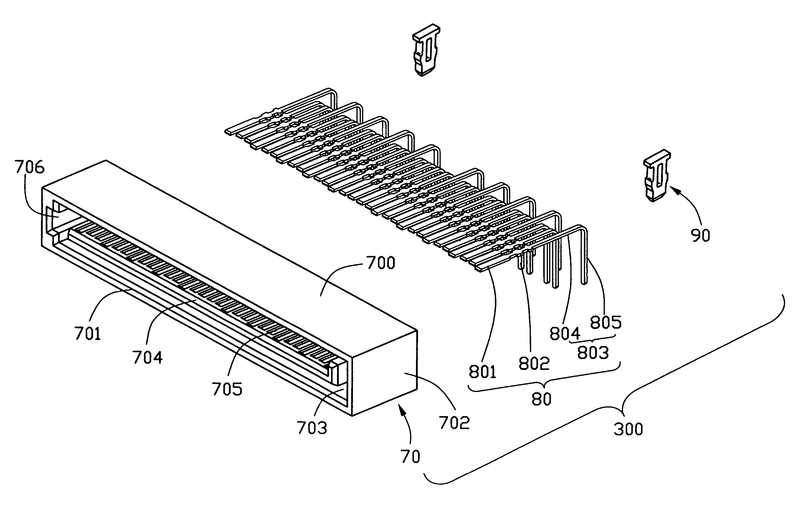 Serial ata connector with right angle contact