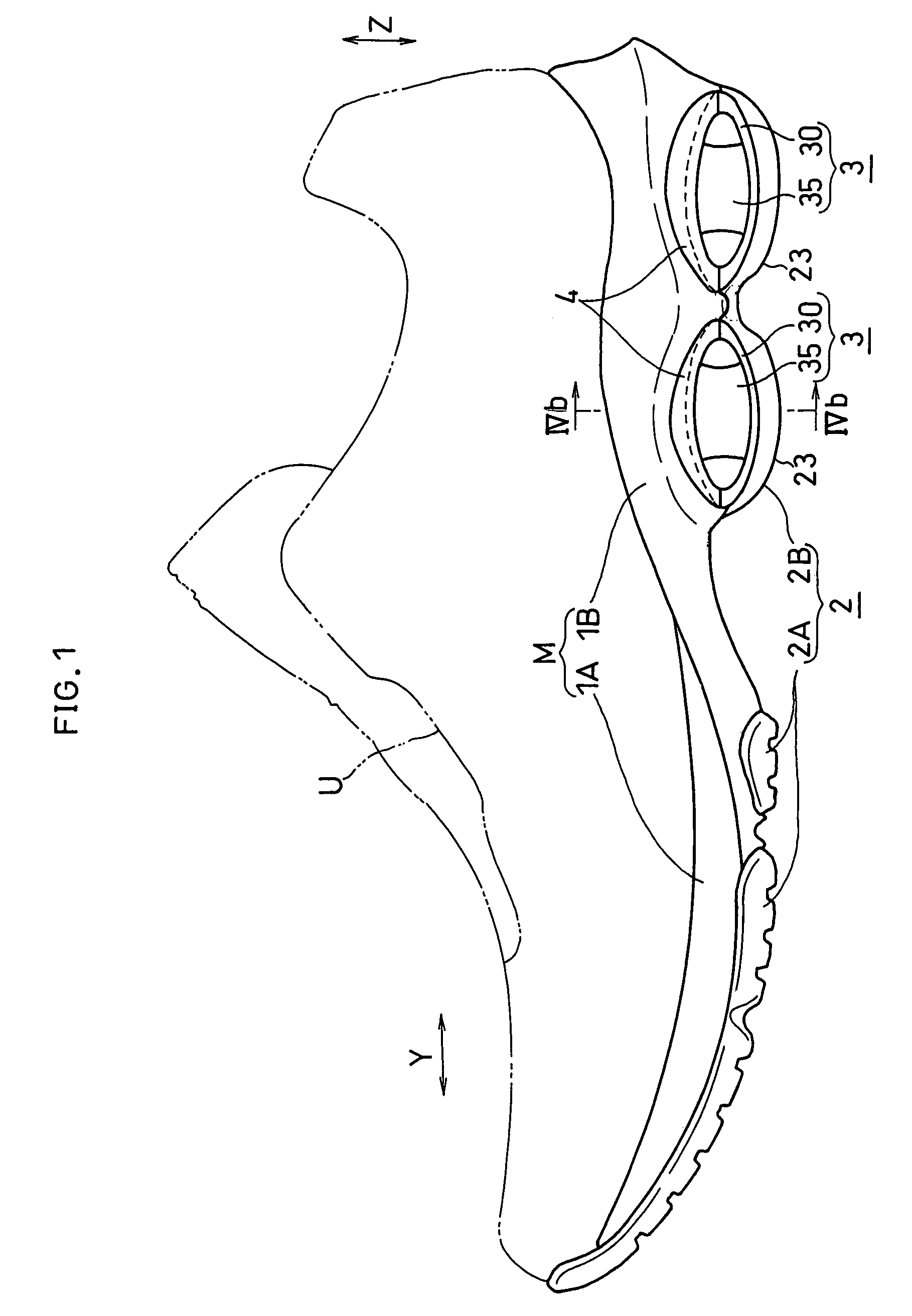 Shock absorbing device for shoe sole in rear foot part