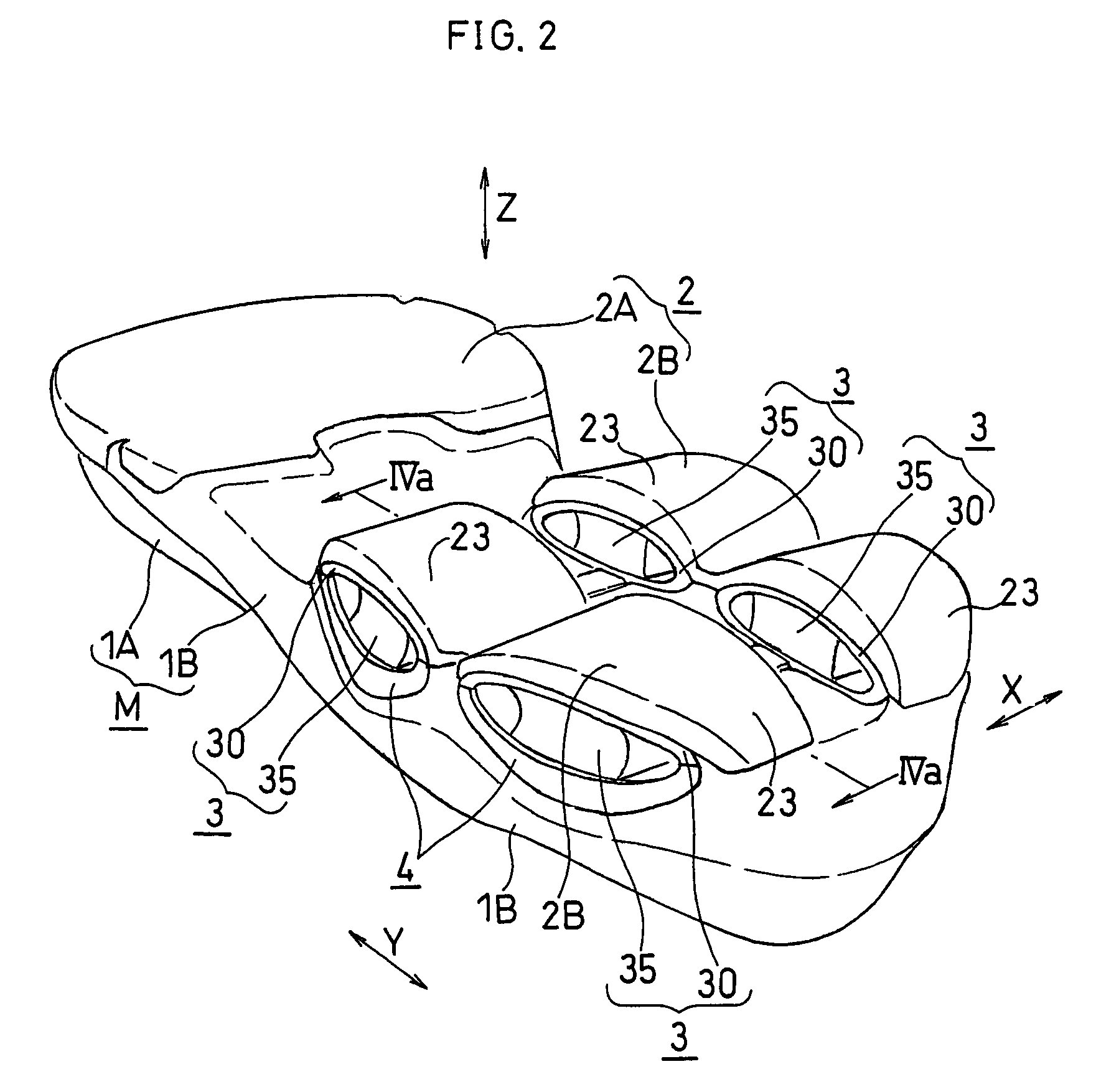 Shock absorbing device for shoe sole in rear foot part