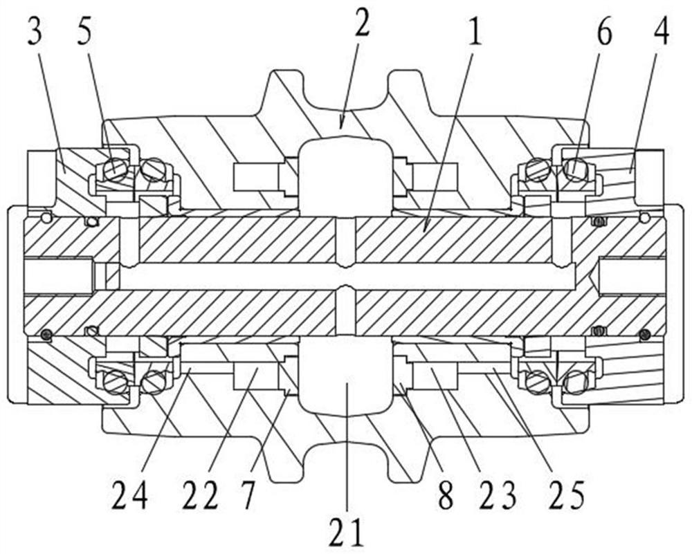 Thrust wheel shaft, thrust wheel and operation machine