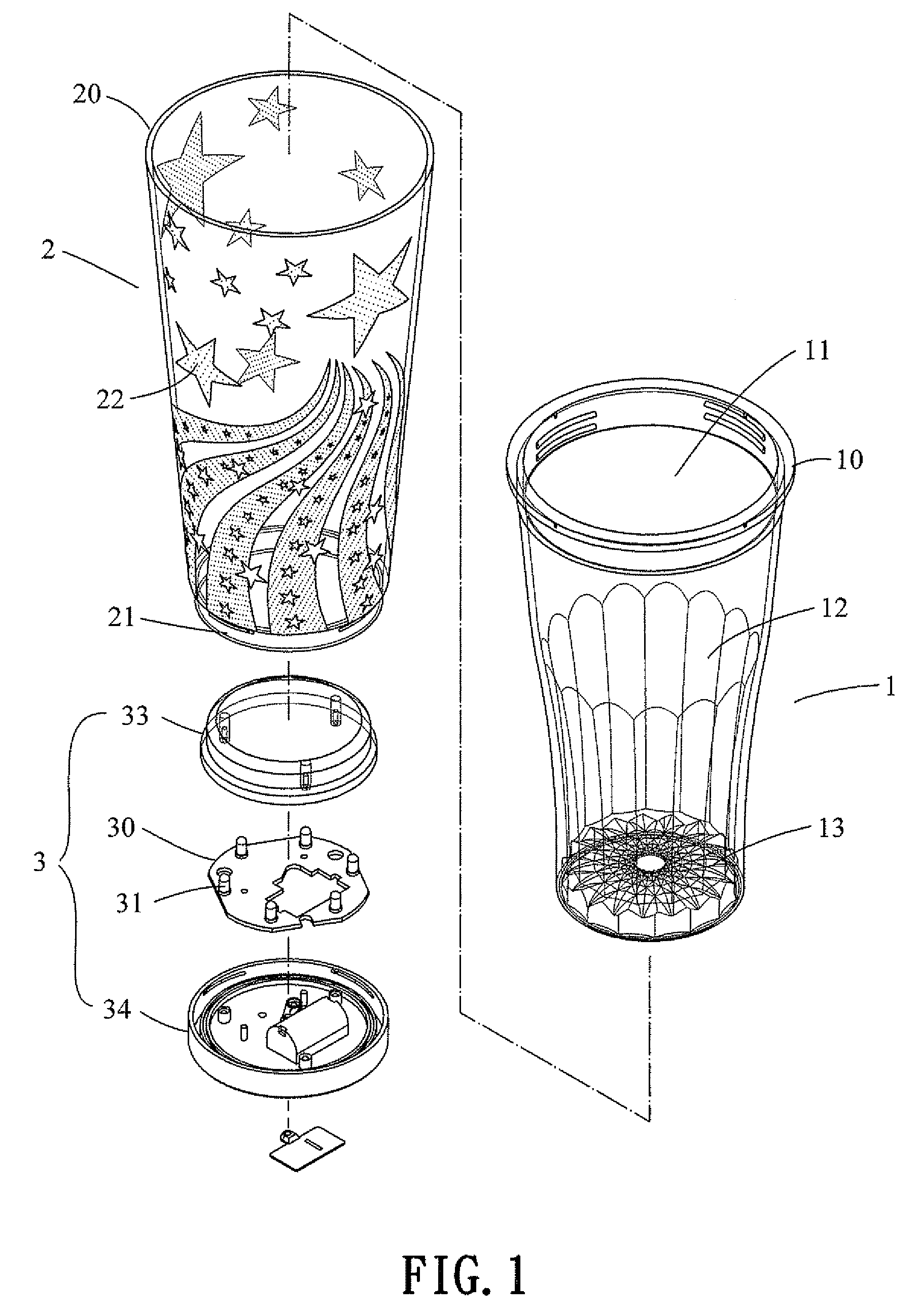 Cup with twinkling light effects