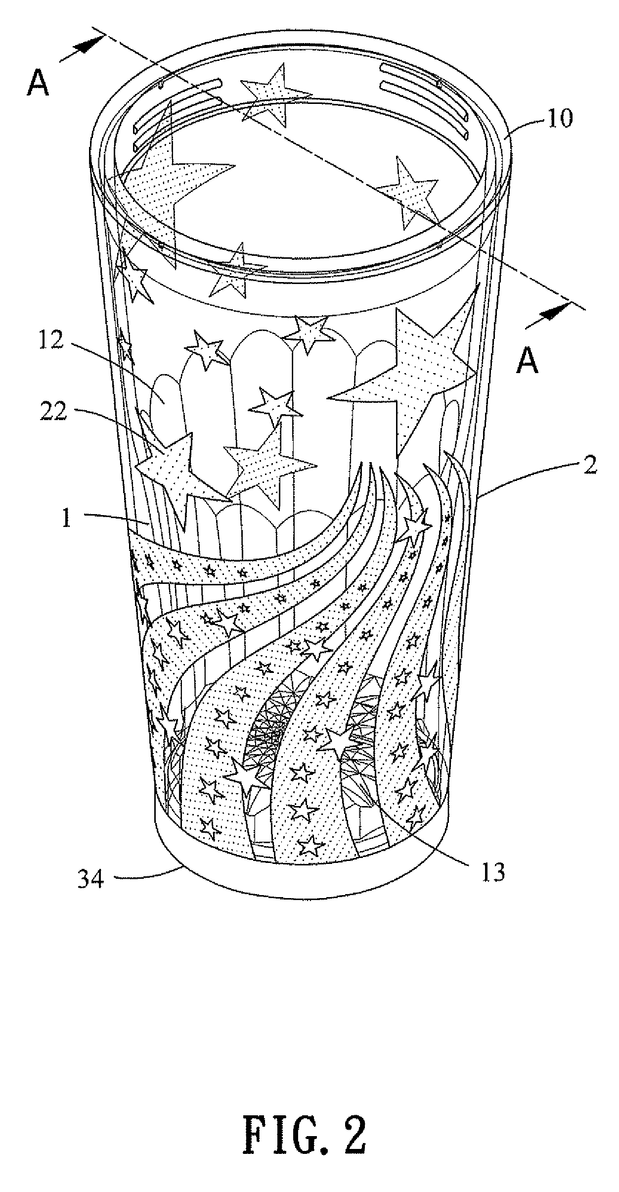 Cup with twinkling light effects