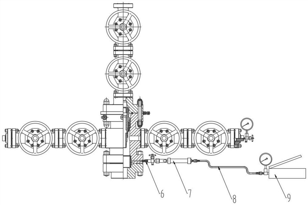 Oil casing head under-pressure leaking stoppage system and method