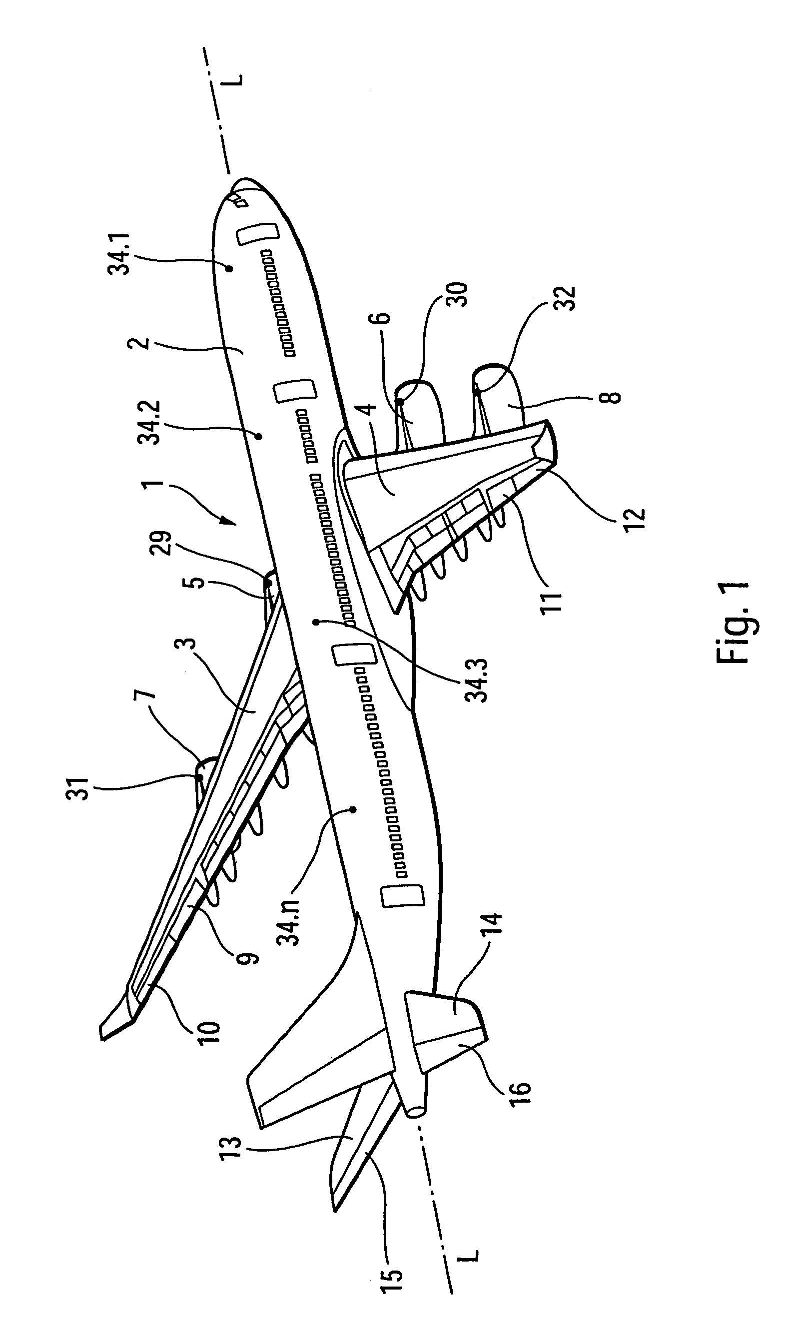 Process for countering the vibrations induced in an aircraft by the windmilling of a fan and system of electric flight controls implementing this process