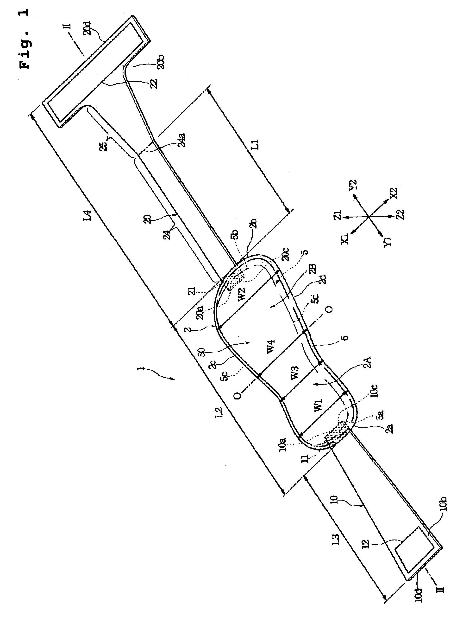 Absorbent article with front and rear supporting members