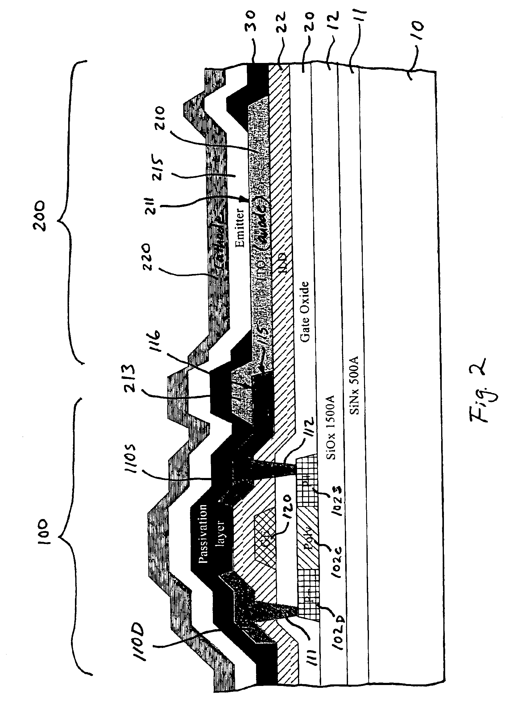 Thin film transistor organic light emitting diode structure