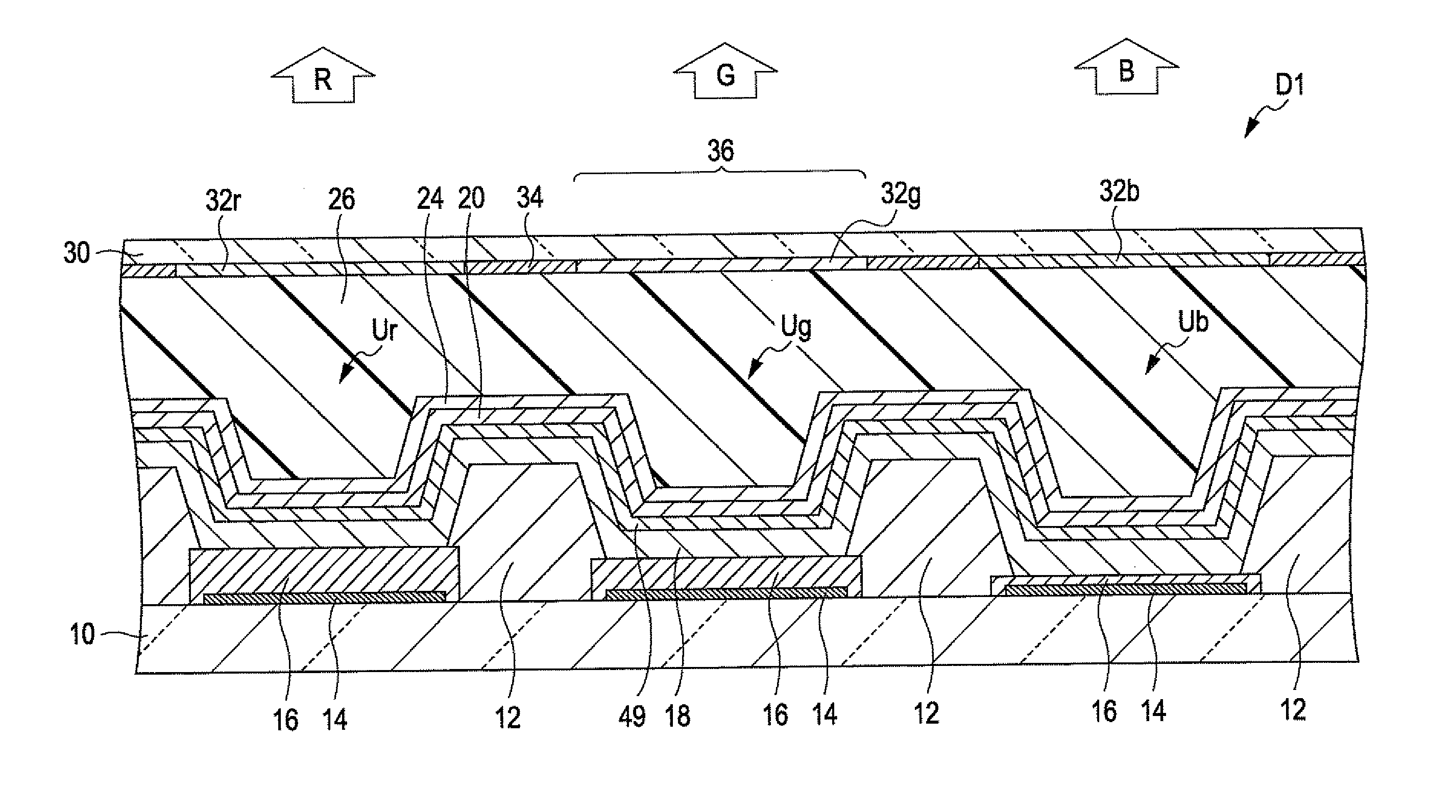 Light-emitting device, electronic equipment, and process of producing light-emitting device