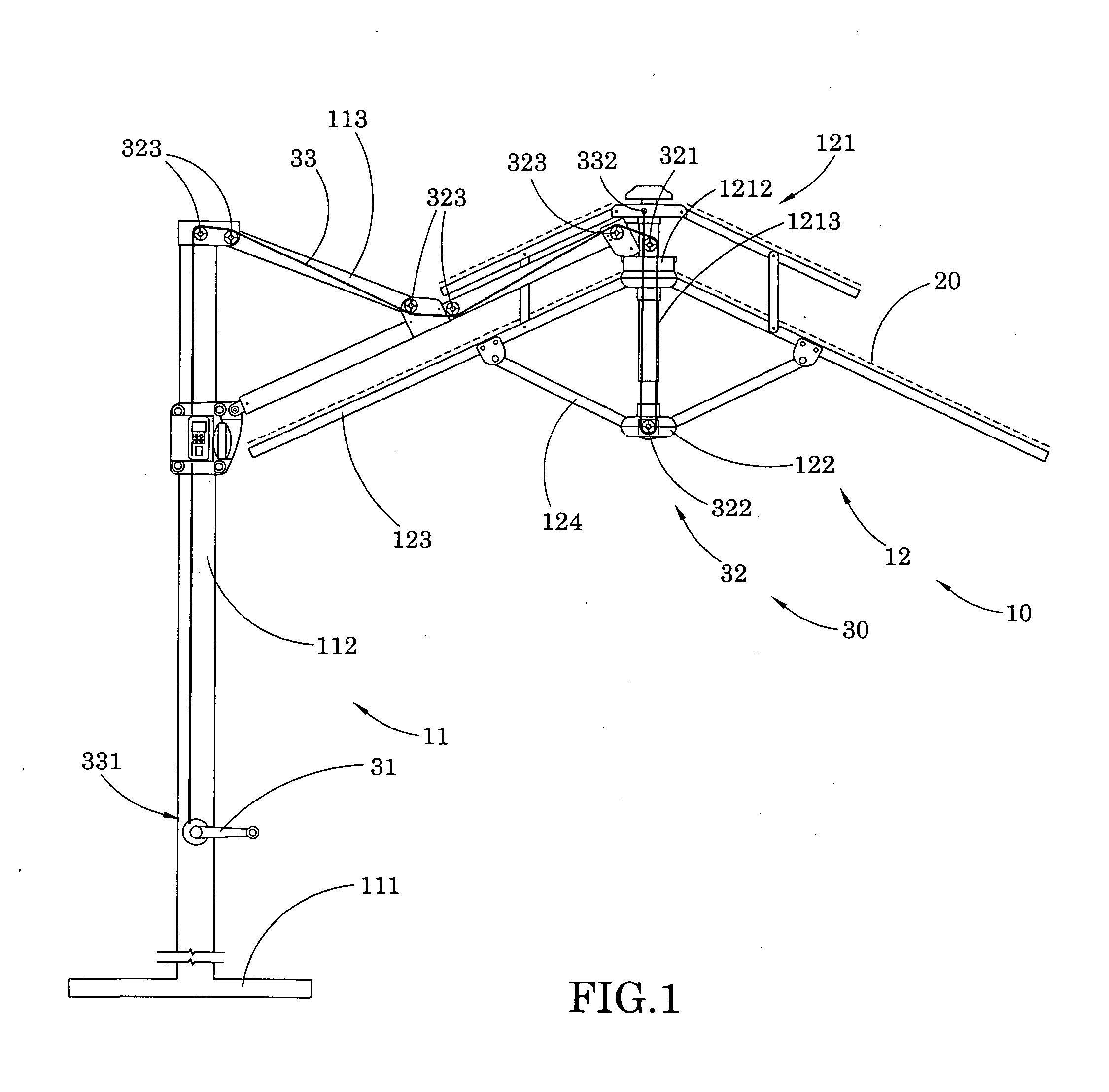 Operation system for outdoor umbrella