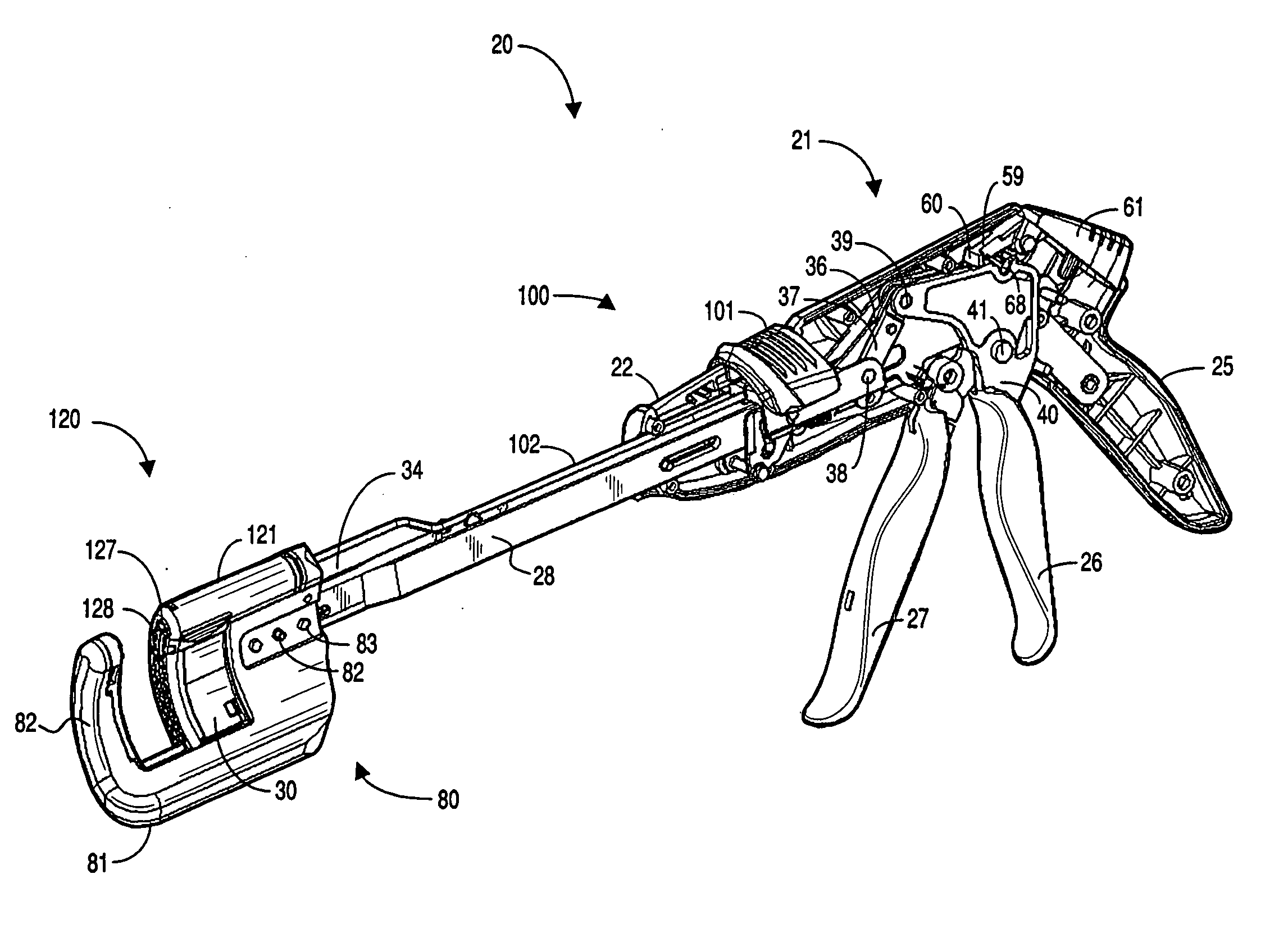 Curved cutter stapler with aligned tissue retention feature