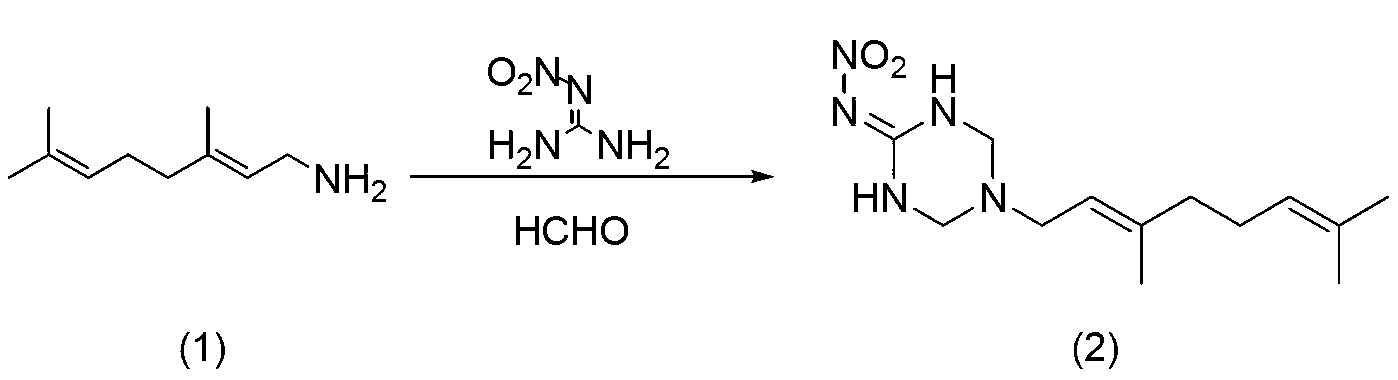 Aromatic heterocyclic triazine (trans)-delta-farnesene analogue and application thereof
