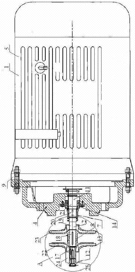 Extension shaft variable-frequency three-phase electric motor for pump for conveying liquid nitrogen