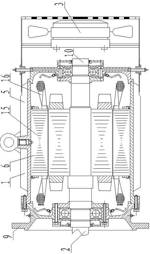 Extension shaft variable-frequency three-phase electric motor for pump for conveying liquid nitrogen