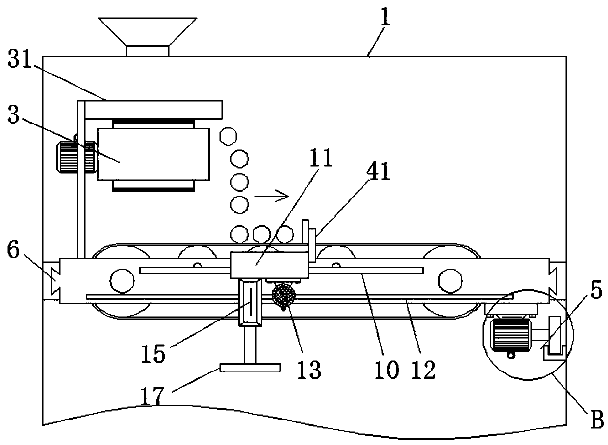 Snow storage bin with snow distribution mechanism and for snow sweeper