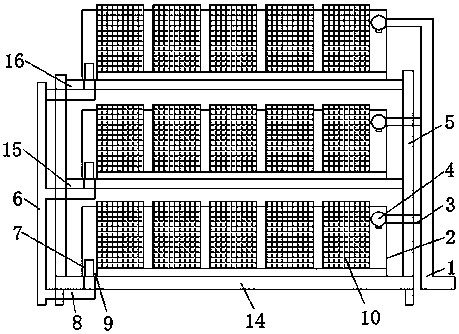 Multilayer three-dimensional industrial aquaculture device of standard-thickness whitmania pigra larvae