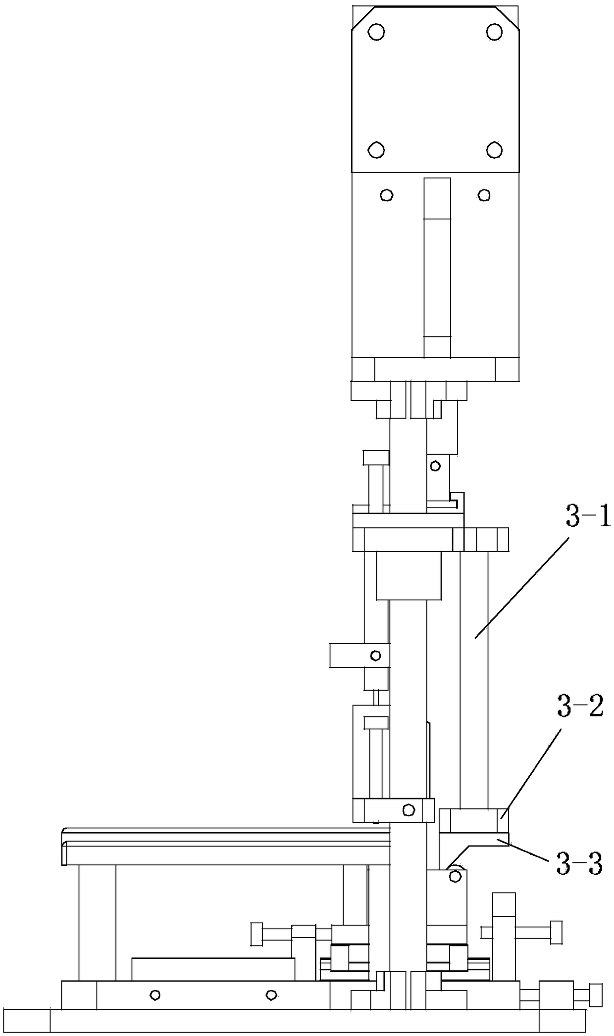 A kind of inclined-plane pull-bending type fishhook hanging plate pressing nail bending device