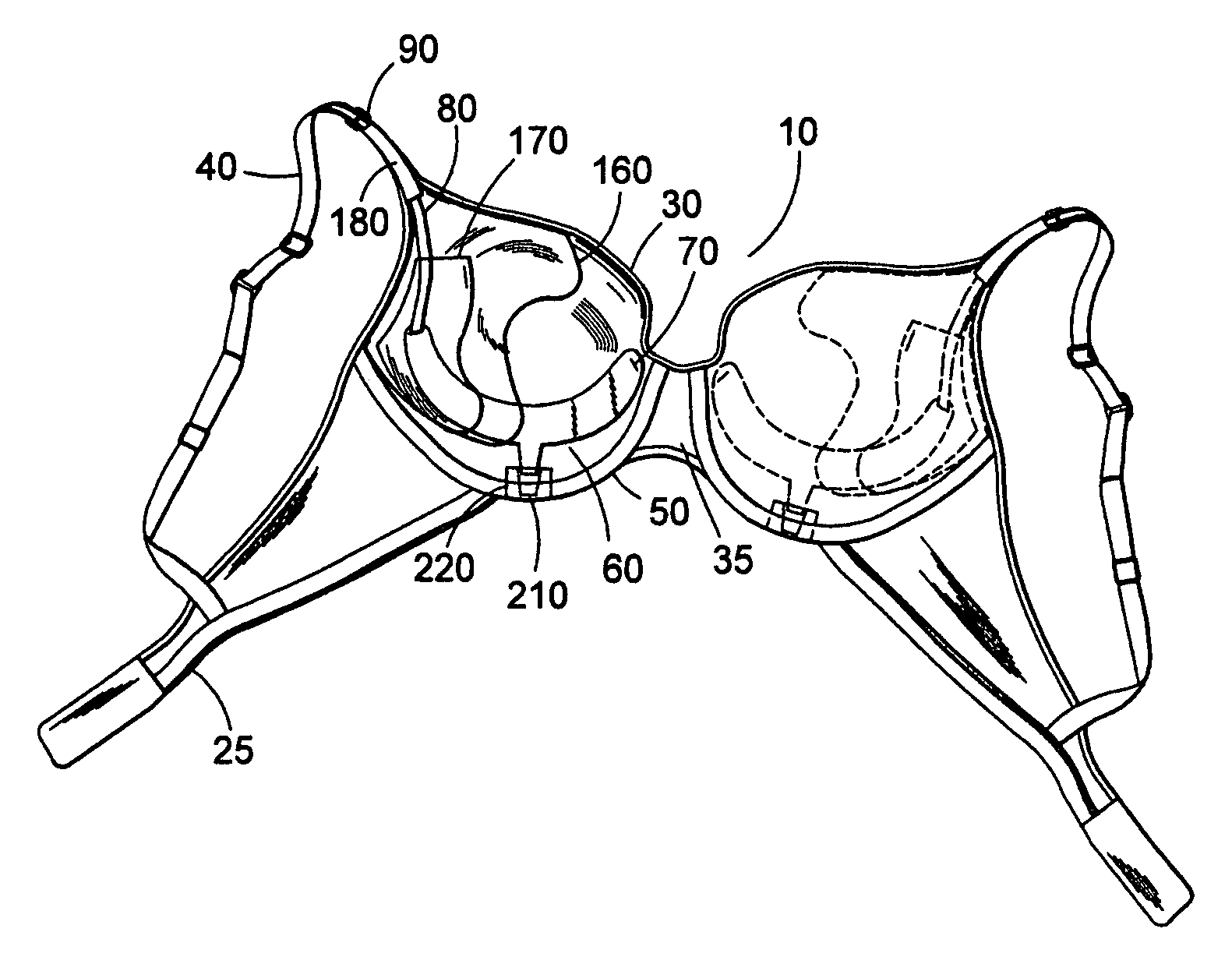 Adjustable breast positioning system for women's garment