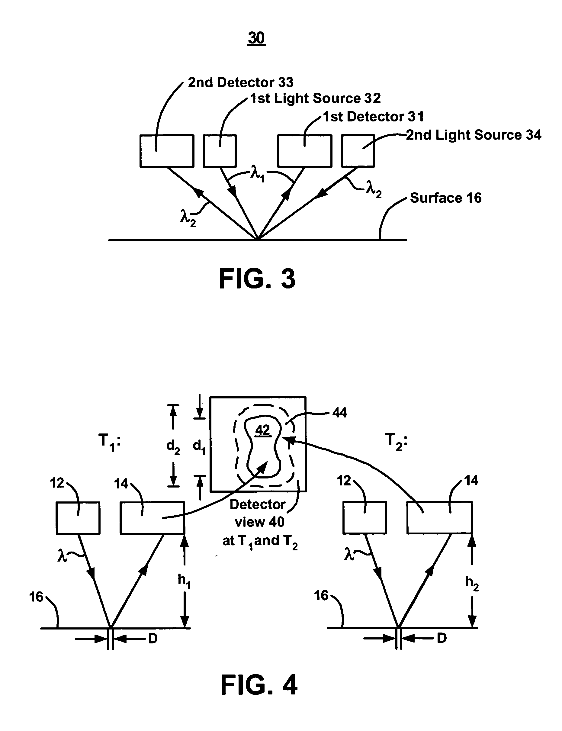 Optical device that measures distance between the device and a surface