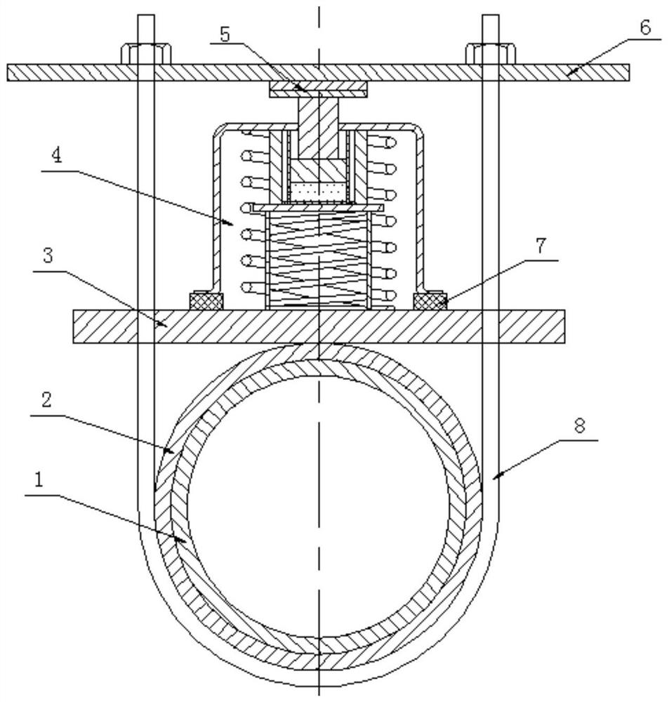 A kind of elastic pipeline hanger with damping type vibration reduction and impact resistance for ships