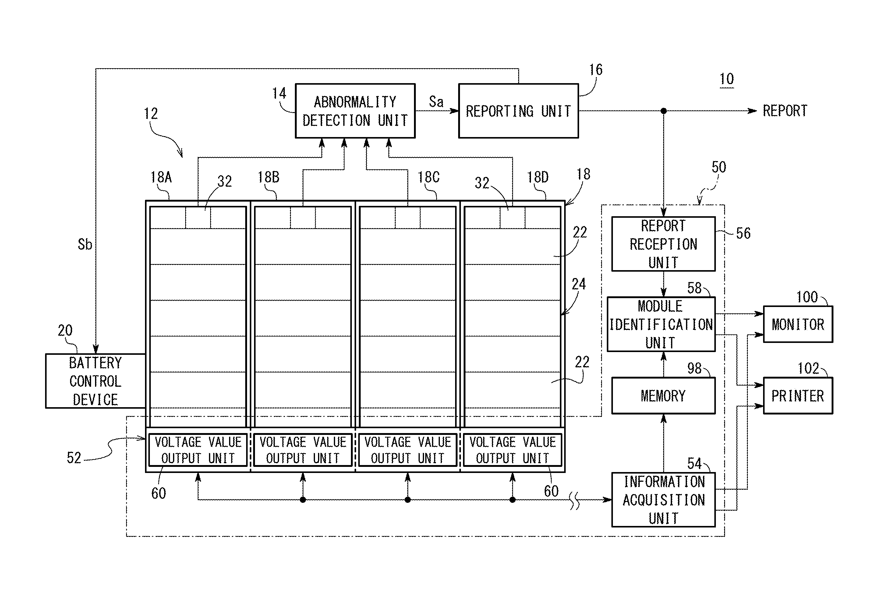 Device, method, and non-transitory recording medium storing program for specifying abnormality-occurrence area of secondary battery system