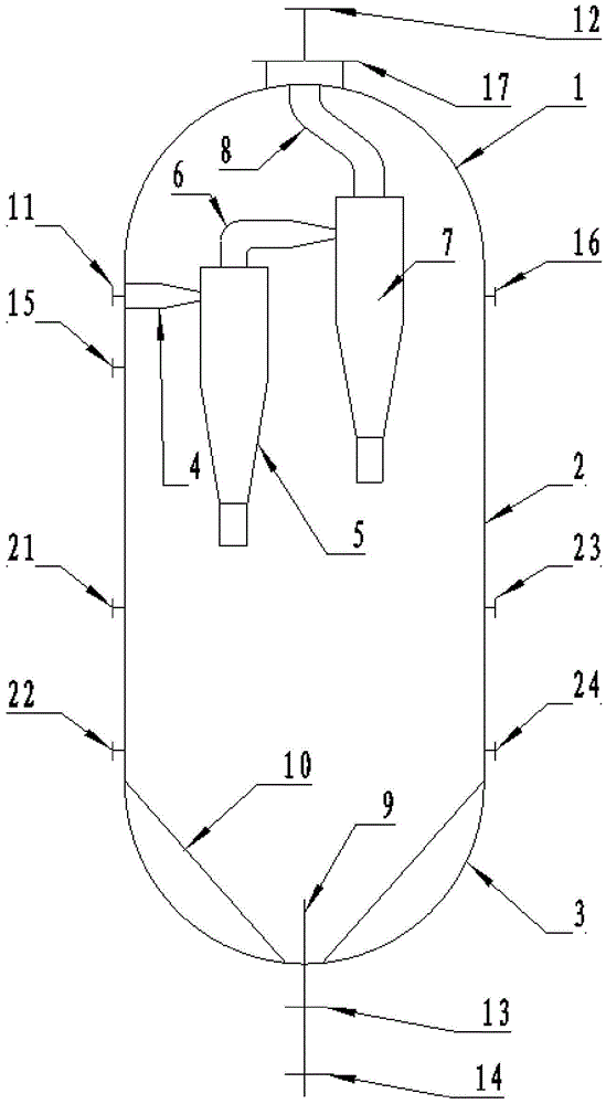 Slurry-bed hydrocracking high pressure hot separator with cyclone separators