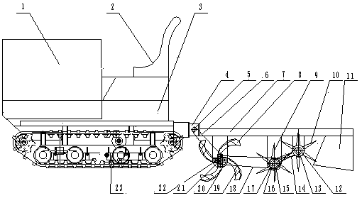 Double operation machine for pulverizing soil and recovering residual film on hilly land