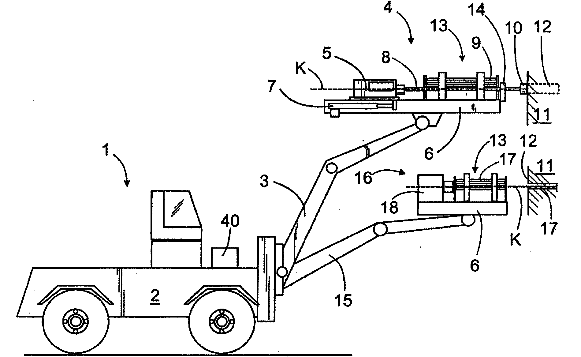 Method and devices for handling rod-like pieces in drilling and bolting