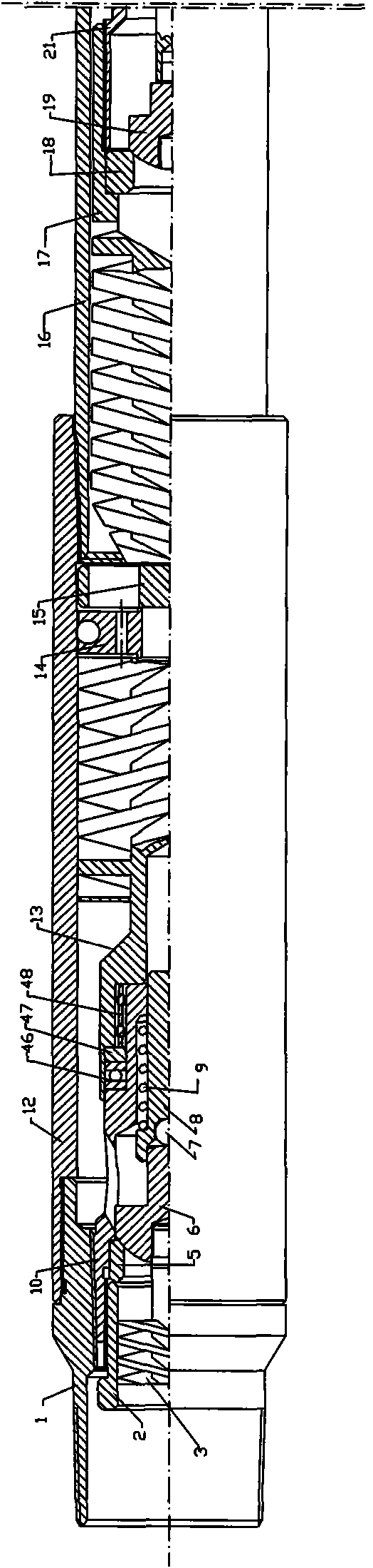 Multi-section centering self-rotating reducer oil pipe pump