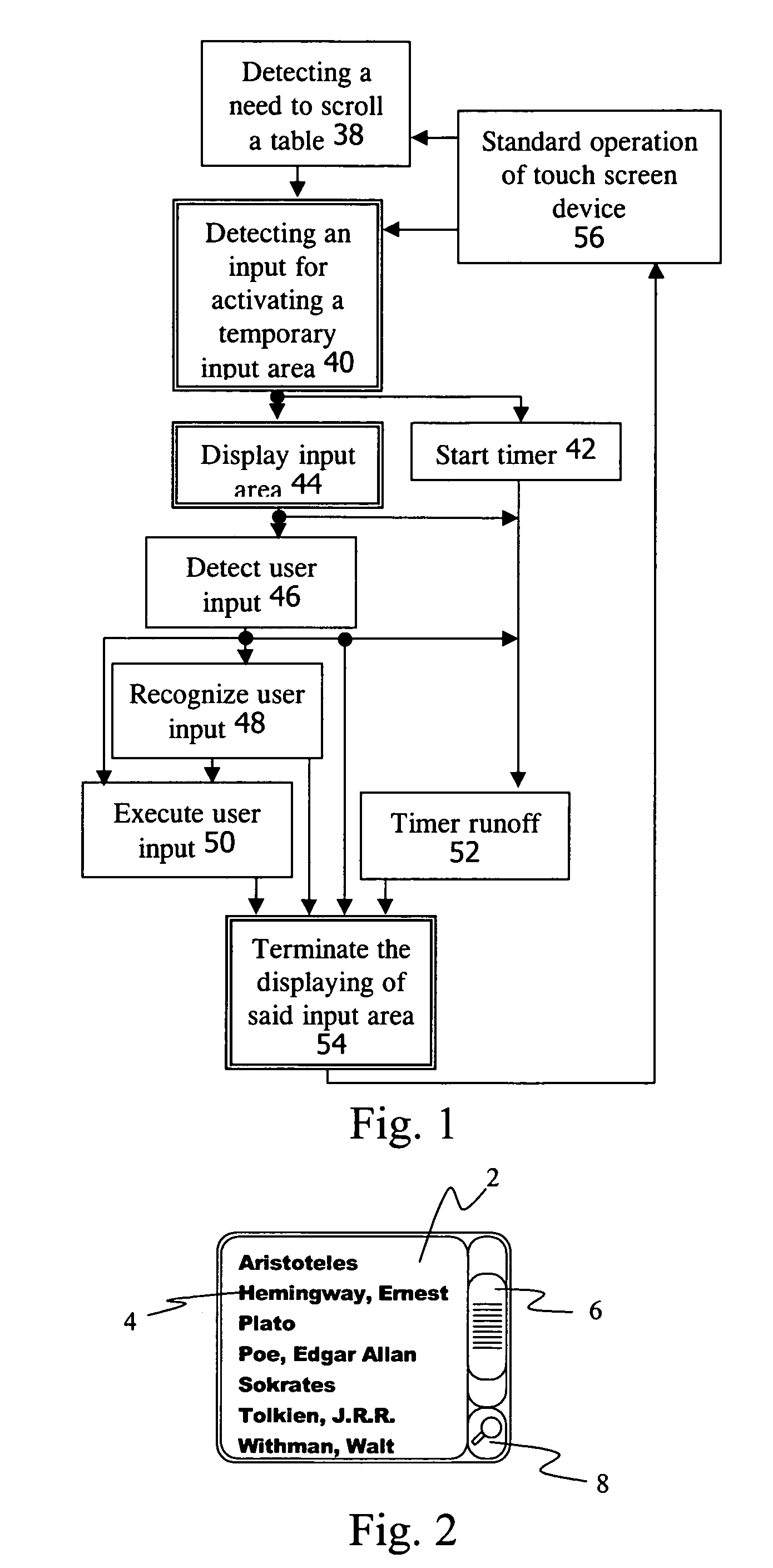 Method and device for operating a user-input area on an electronic display device