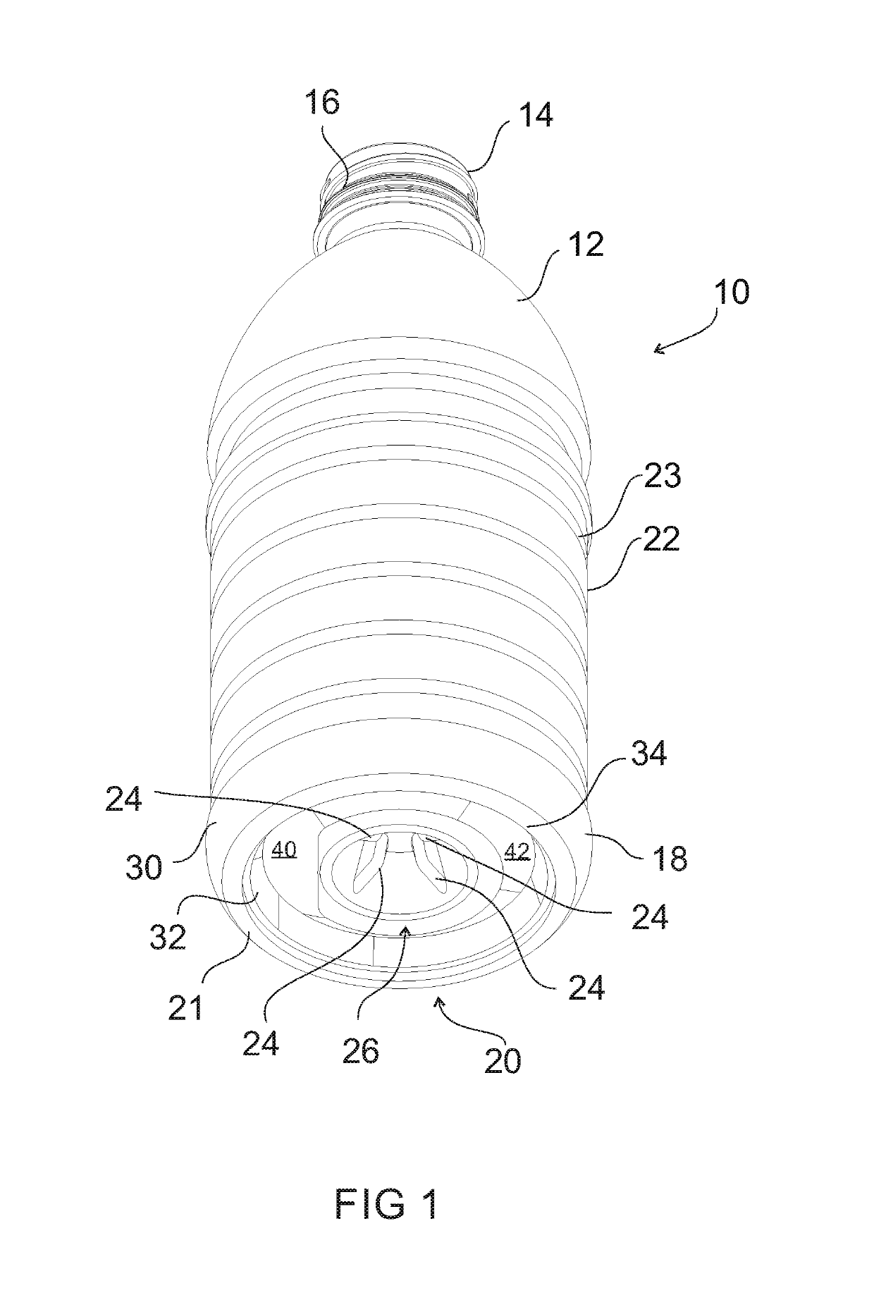 Plastic container having a deep-set invertible base and related methods