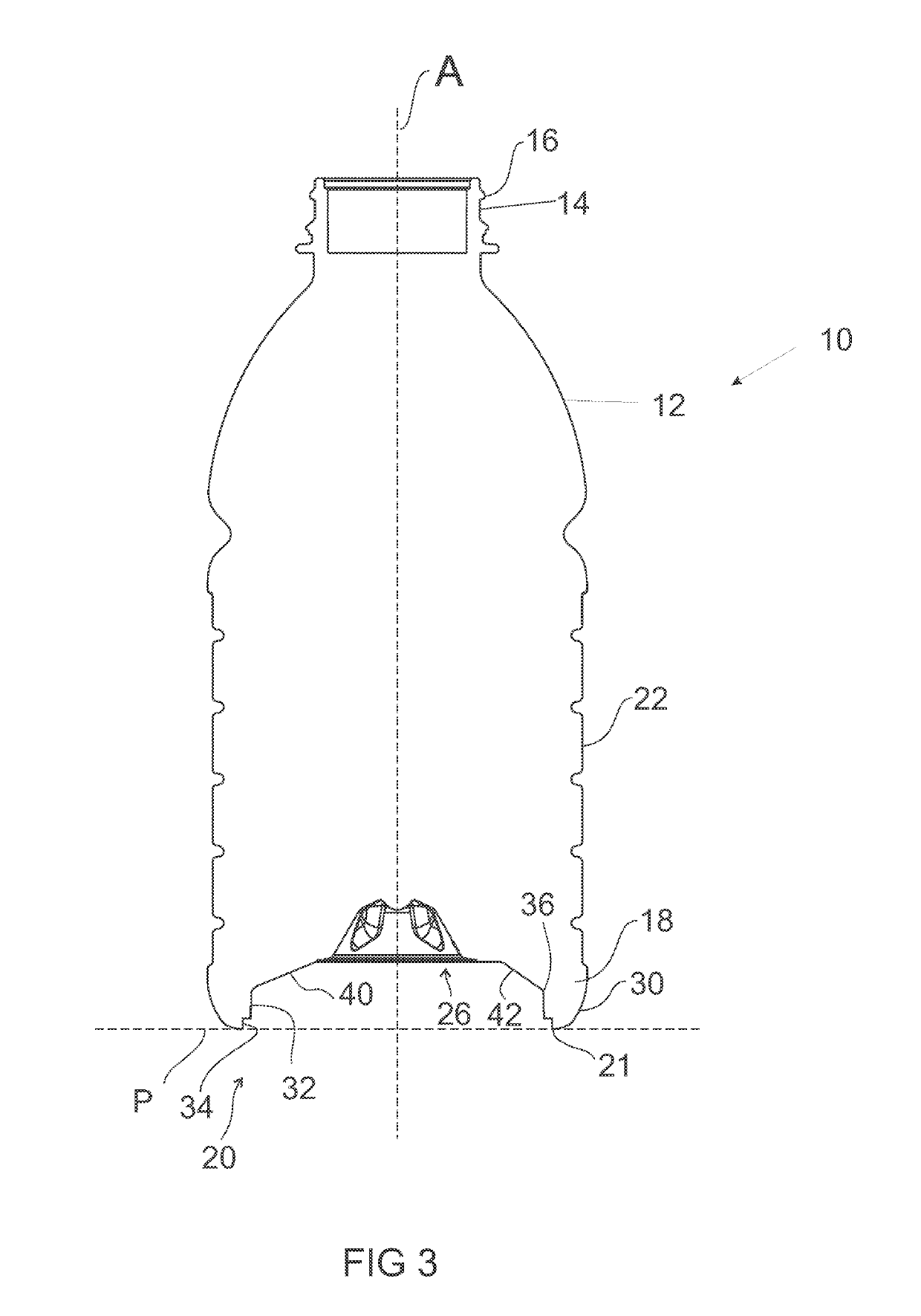 Plastic container having a deep-set invertible base and related methods