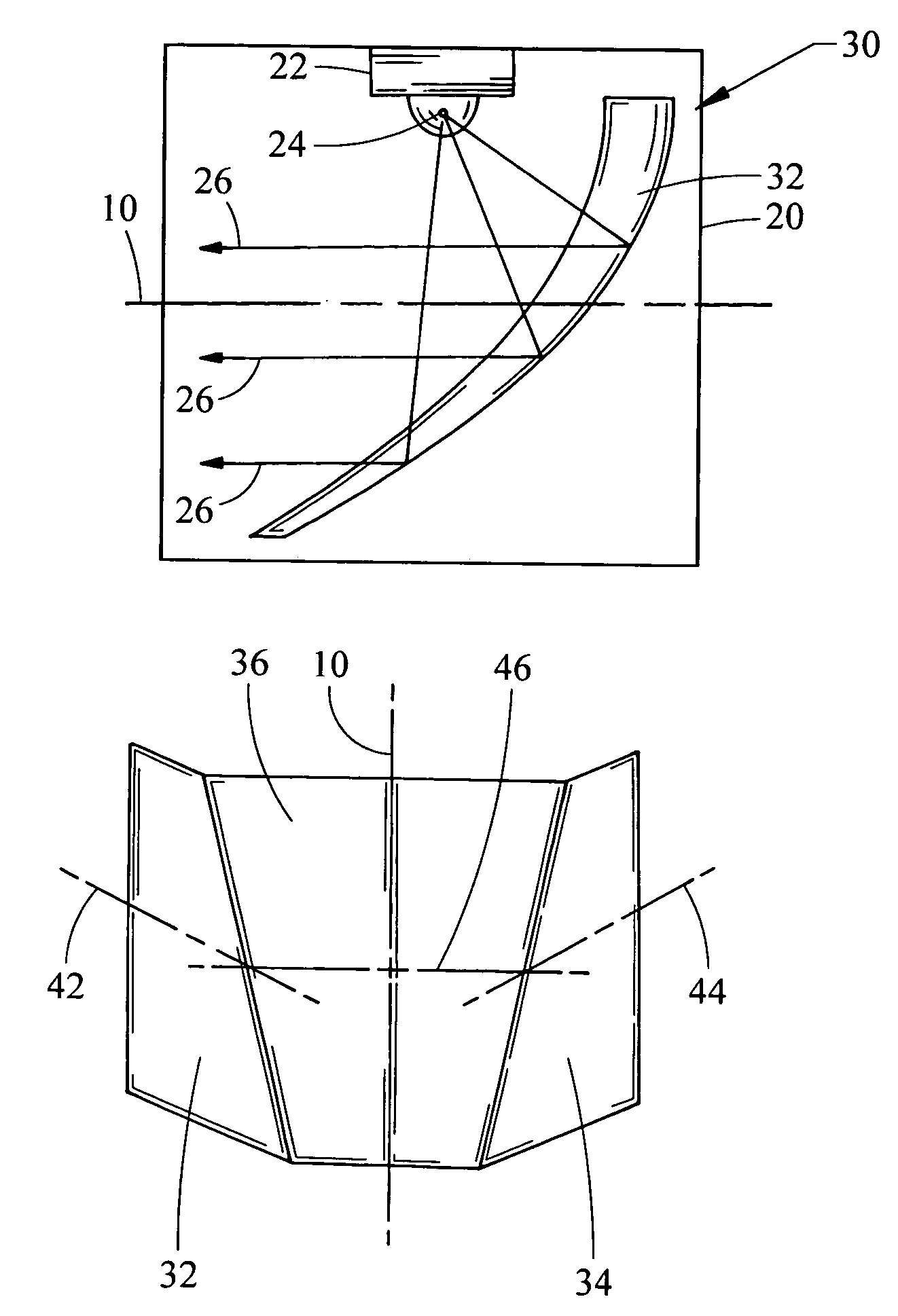 Compound trough reflector for LED light sources