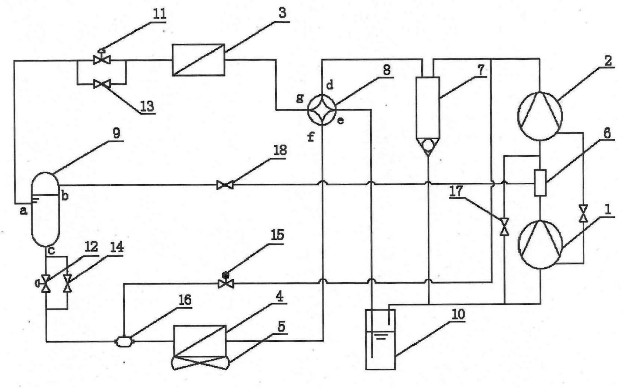 Twin-stage compression heat pump system with hot gas bypass defrosting device