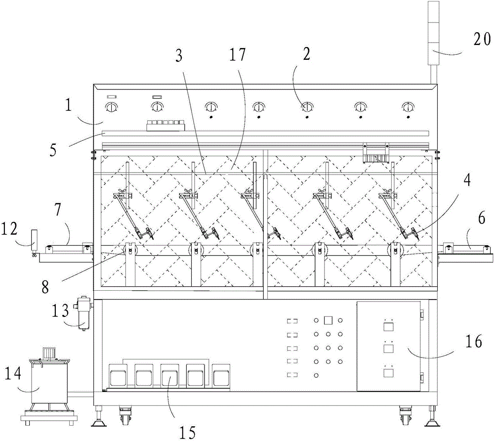 Front spraying device for automobile sealing strip