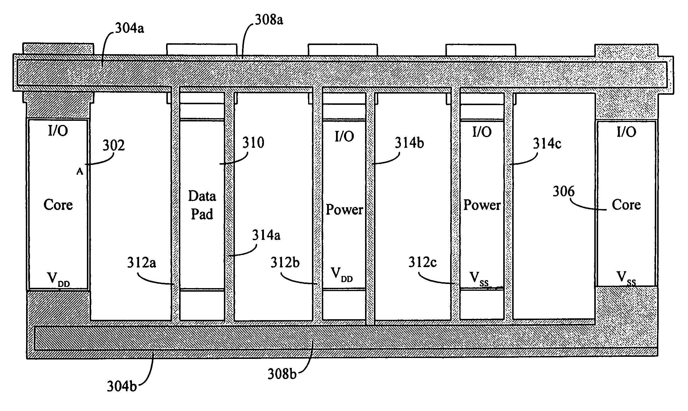 External power ring with multiple tapings to reduce IR drop in integrated circuit