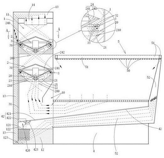 Stone polishing device with centrifugal dust removal function