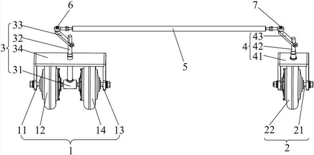 Three-wheeled differential steering mechanism and vehicle